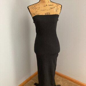 Forever 21 Black Stretchy Rib Knit Midi Tube Dress